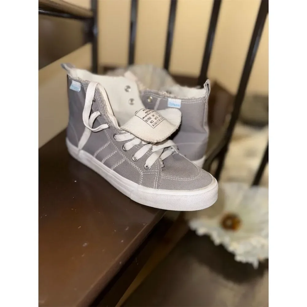 Obtaom Women's High Top Canvas Sneakers Gray Size 9 Casual Athletic